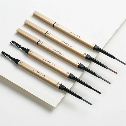 5 Colors With Brush Double Head Eyebrow Pencil Waterproof Smooth Eyebrow Stick Sweatproof Eyebrow Gel Tattoo Pencil Cosmetics