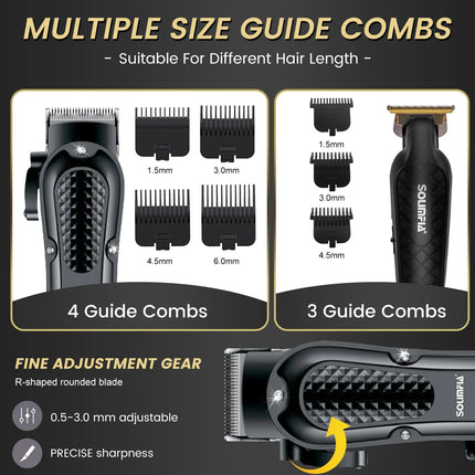 Solimpia Hair Clippers Set Machine Oil Head Carving Digital Display Haircut Scissors Electric Pusher Three-Piece Set