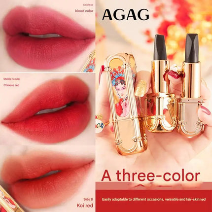 AGAG Flavorful Three-color Lipstick National Tide Lip Makeup Waterproof Non-removal Makeup A Three Color White Not Picky Skin