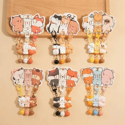 3 Pcs Set Charms Magnetic Magnetic Snap Keychain Resin Cartoon Keychain Sets Mini Backpack Charm Friends Gift