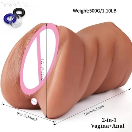Sex Toys for Men 2-in-1 Artificial Vagina Pussy Anal Soft Silicone Male Masturbator Portable Masturbation Cup Pocket Pussy Porn