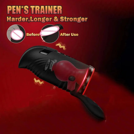 Male Masturbator Penis Training Vibrator Glans Massage Testicle Stimulator Delay Stamina Trainer Blowjob Machine Sex Toy for Men