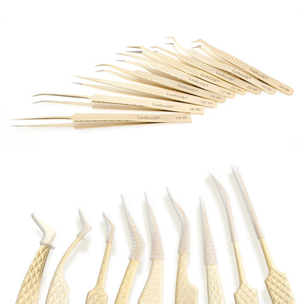 Lashtalk Precision Fiber Tip Tweezer Eyelash Extensions Diamond Grip Anti-Slip Premium Gold Stainless Steel Makeup From Nagaraku