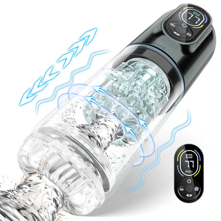LCD Automatic Sucking Licking Male Masturbator Penis Pump Pocket Pussy Male Masturbation with 14 Powerful Modes Sex Toys for Man