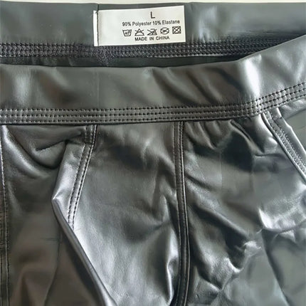 Sexy Men Underwear Hollow Back Jockstrap Faux Leather Lingerie Male Low Waist U Convex Pouch Panties Cueca Calzoncillos S-XL