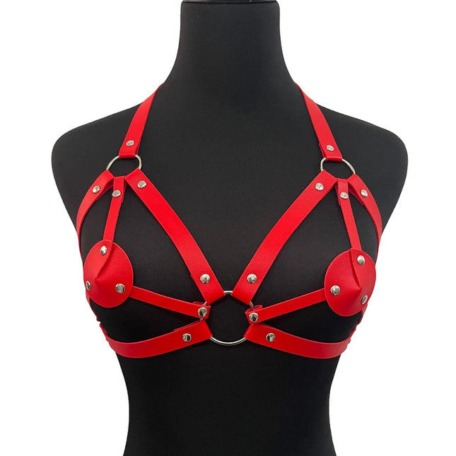 Women Sexy PU Leather Chest Harness Fetish Erotic Chest Harness Gothic Punk Rock Bar Hopping Clothing Accessories