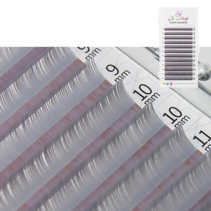 GLAMLASH Colored Lashes Lake Blue/Lavender/Cinnamon/Dark Green/Matcha Grey Individual Natural False Colorful Eyelash Extension
