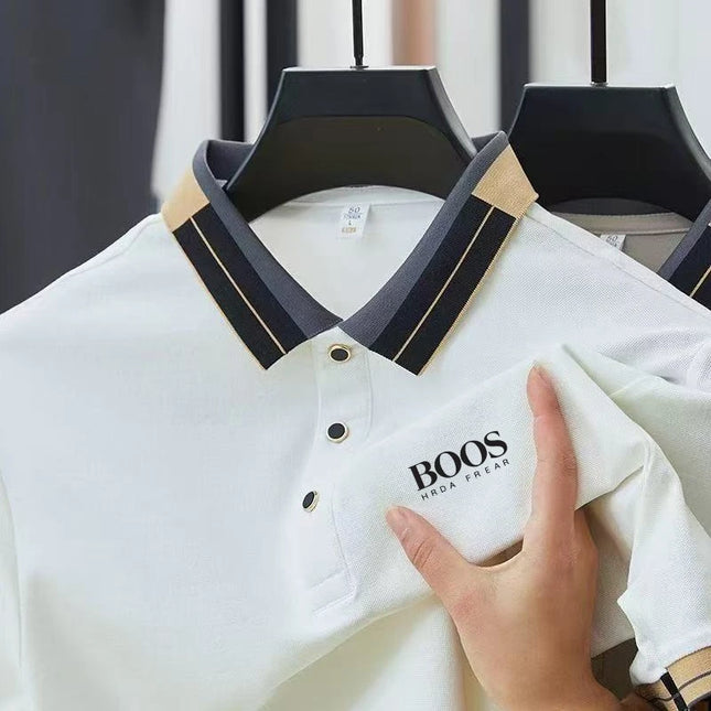 New Embroidered High-quality Men's Summer Short Sleeved Polo Shirt, Trendy Men's Top for Business and Leisure