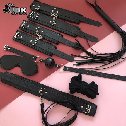 10pcs 7 Pcs Bondage Set Bdsm Sex Exotic Accessories Sex-product Adjustable PU Leather SM Handcuffs Whip Rope Sex Toys for Woman