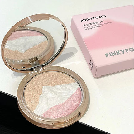High-Gloss Palette, Starry Glow Series, Delicate Pearl Shimmer, Long-Lasting and Non-Cakey, High Color Payoff, Easy to Apply, Facial Contour Brightening and Contouring, Natural Three-Dimensional Makeup