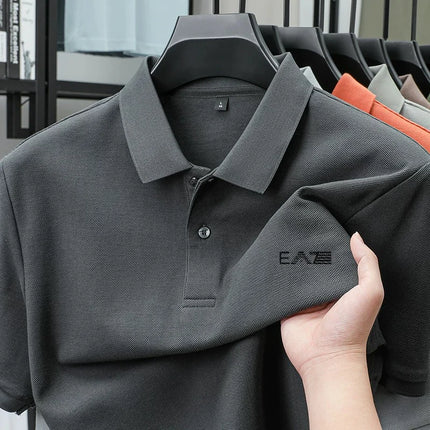Luxury brand polo shirt short-sleeved letter-printed men's top summer 100% cotton comfortable breathable casual lapel T-shirt