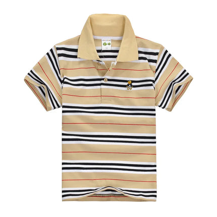 Summer Kids Polo Shirts Children's Short Sleeve Boys Top Polo Shirt Color Striped Teens Cotton Girls School Shirts 2-14Years