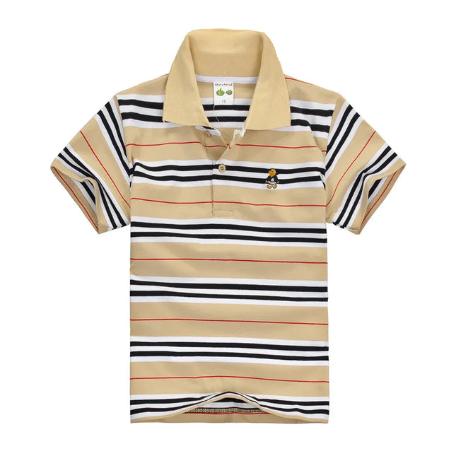 Summer Kids Polo Shirts Children's Short Sleeve Boys Top Polo Shirt Color Striped Teens Cotton Girls School Shirts 2-14Years