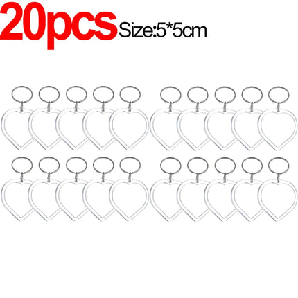 1/20Pcs Blank Acrylic Picture Keychain DIY Clear Insert Photo Split Key Ring Frame Key Chains Couple Anniversary Graduation Gift