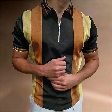 Men's Tops Polo Golf Men's King Print T Shirt High Quality Turndown Short Sleeve Zipper Pullover Original Golf Wear Men Clothing