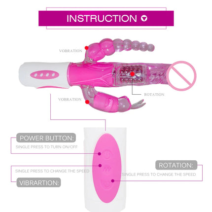 Sextoy 3 In 1 Dildo Rabbit Vibrator Tongue Licking Double Rod Masturbation Anal Clit Vibrator Sex Toys for Women