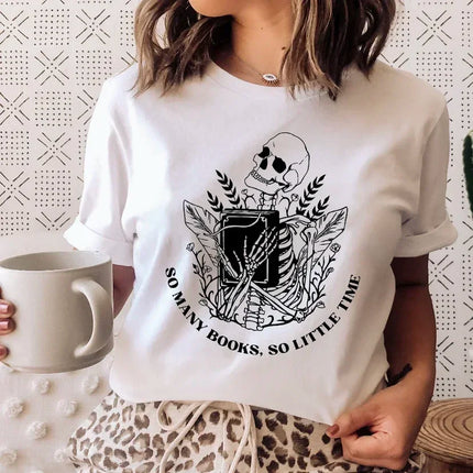 Books Cats Tarot Vintage Tee Fashion T-shirts New Women Summer Tshirt Top Lady Print Female Clothes Short Sleeve Graphic T-Shirt