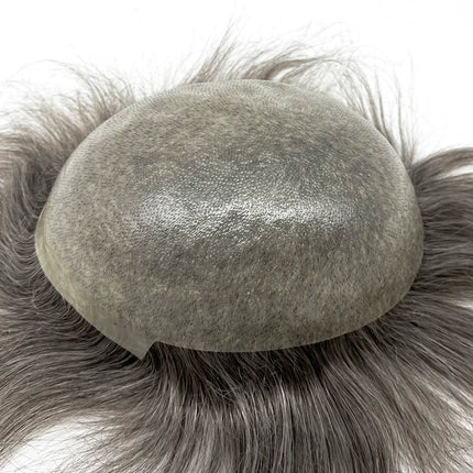 Wholesale 120% Density Thin Skin Base Human Hair Toupee for Men 100% Remi Hair PU Hairpiece Natural Look Hair Extension