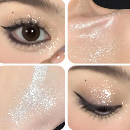 Diamond Grey Blue Highlighter Eyeshadow Palette Shine Pearlescent Face Body Brighten Glitter Natural Gloss Contour Makeup