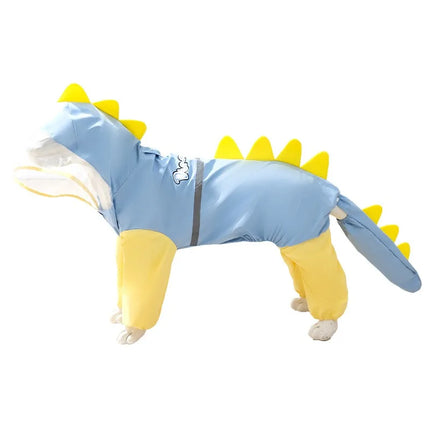 Large Dog Dinosaur Raincoat Golden Retriever Four Legged Waterproof Clothes Pet Summer All Inclusive With Tail Stereo Rain Ponch