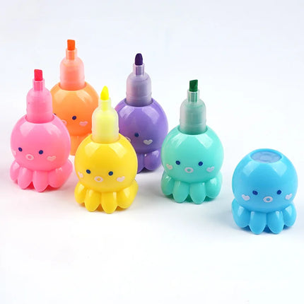 1pcs Creative 5 Color Highlighter Cartoon Cute Shape Highlighter Creative Students Make Hand Account Marker