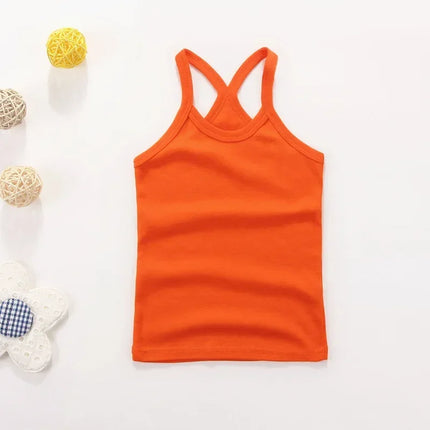 Children's Vests T-shirts Summer Boys Girls Cotton Sports Tops Waistcoat Solid Color Casual Kids Vest