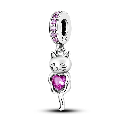 Charms 925 Sterling Silver Cute Cat Collection Charms Beads Paw Print Pendant Beads Fit Original DIY Bracelet Gift Women Jewelry