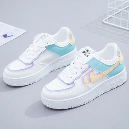 Fashionable Lace-up Flat Casual Shoes Comfortable Thick-soled Running Sneakers Round-toe Breathable/Wear-resistant Running Shoes