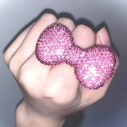 Y2k Millennial Super Flash Visual Series Kitty Pink Bow Adjustable Opening Rings for Women Finger Charms Jewelry Accessory Gifts