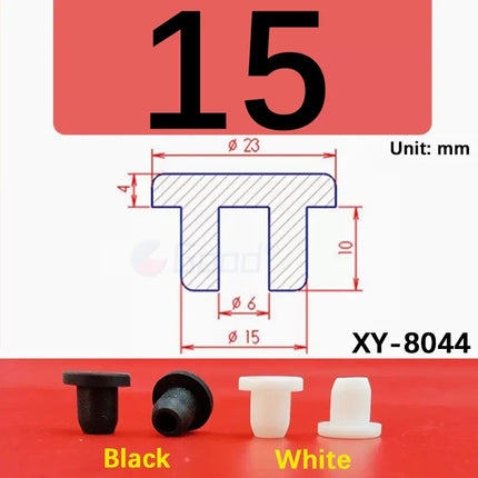 Black T-shaped silicone plug rubber hole cover dust-proof sealing, shock-absorbing foot pad  A-6.8mm~68.6mm