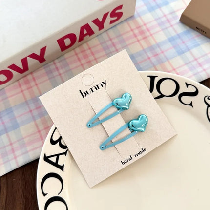 New Versatile Baby Hair Clips Simple Shiny Sweet Cool Heart-shaped BB Clip Girls Headwear Side Bending Hairpins Hair Accessories