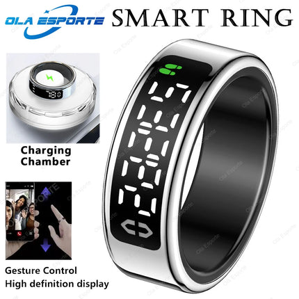 2026 Smart Ring With Wireless Charging LED Display Screen Heart Rate Blood Oxygen Monitor Waterproof Multi Sports Mode Smartring