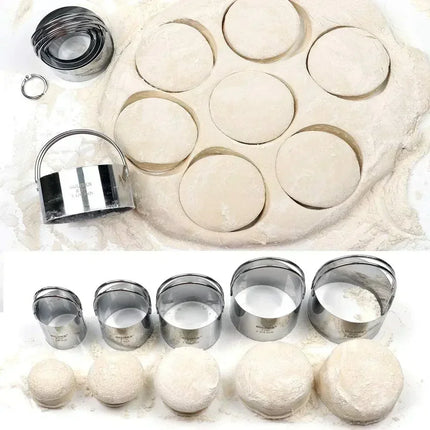 5 Pieces/set Biscuit Mold Set Round Stainless Steel Biscuit Tool Cookies Cutter with Handle, Professional Baking Dough Tools