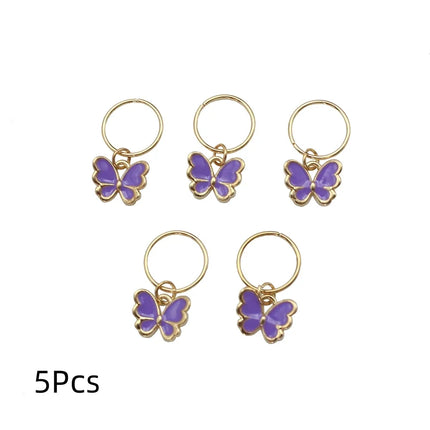 New 6Pcs Butterfly Star Pendant Hair Clip For Women Braid Trendy Metal Rings Western Style Accessories Girls Headdress Tocado