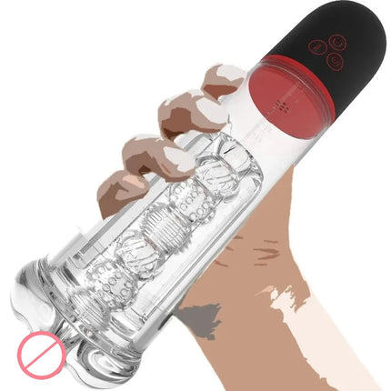 Male Electric Penis Pump Vacuum Sucking Men's Masturbator Enlargement Enhancement Realistic Vagina Pocket Pussy Oral Sex Toy