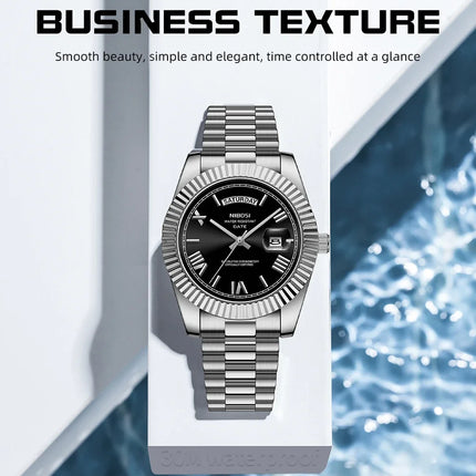 NIBOSI Brand Original Stainless Steel Quartz Watches For Men Luxury Date Display Luminous Fashion Men's Watch relogios masculino