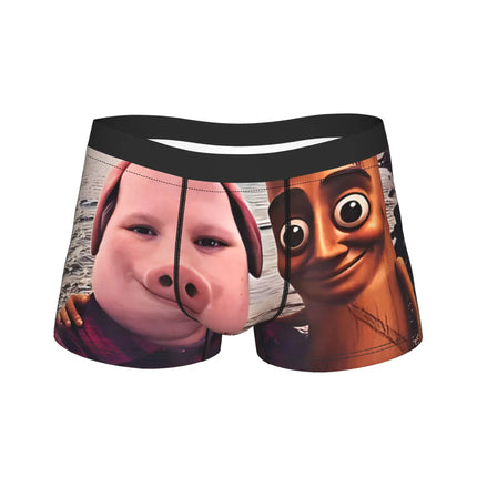 John Pork Tung Tung Sahur Calling Brainrot Meme Boxer Brief Underwear Trenky Man Comfortable Boxer Shorts Plus Size Panties