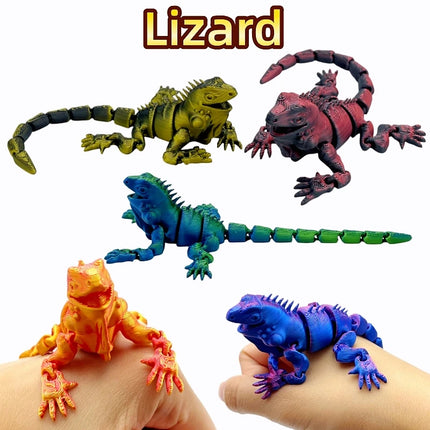 5-Piece Set of Chameleon, Lizard, Octopus, Crocodile, and Gecko Animal Figures, Jointed, Toys，Desktop Ornament, Perfect Gift