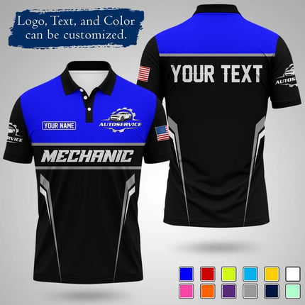 Mens Customizable Mechanic Work Polo Shirts Personalized Text And Logo Short Sleeve Tops 2026 Summer Breathable Sports POLO Tops