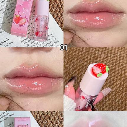 Jojo Diary Fruit Scented Lip Oil: Provides Hydration and Moisturizing, Preventing Chapped Lips and Improving Wrinkles, and Is a Korean-Style Water Gloss Lip Gloss Suitable for Winter Lip Care.