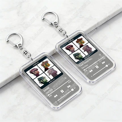 Hot Gorillaz Band Music Keychains for Women Accessories Bag Feel Good Inc Clint Eastwood Song Keying Jewelry Fans Friends Gifts