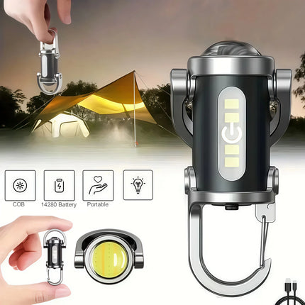 Mini TYPE-C Rechargeable LED Flashlight Keychain Portable Waterproof Camping Pocket Light Keyring Hanging Lamp Outdoor Tool