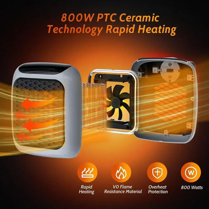 EU/US 800W Mini Heater for Home Small Bathroom Heating Fans Wall Mounted PTC Ceramic with Remote Control Household