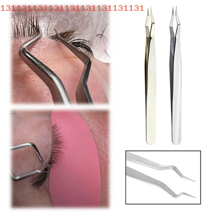 Anti Slip Stainless Steel Lash Extension Tweezers, Curved Tip, Straight Tweezers, High Precision Nail Art, Makeup Beauty Tools