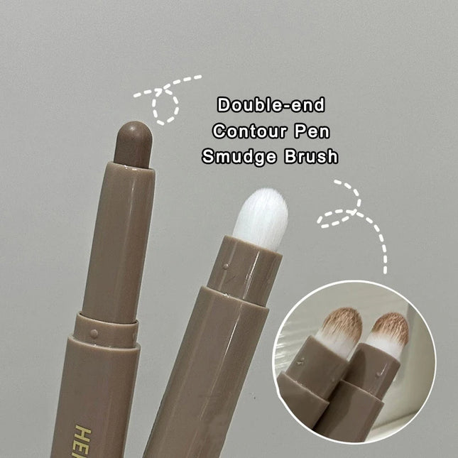 Double Head Contouring Pen Matte Three-dimensional Brightening Nose Shadow Corrector with Smudge Brush Shading Stick Cosmetics