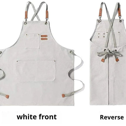 New Fashion Canvas Kitchen Aprons For Woman Men Chef Work Apron For Grill Restaurant Bar Shop Cafes Beauty Nails Studios Uniform