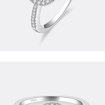 PERFANY Moissanite Ring For Women S925 Pure Silver Plated 18K White Gold Round Diamond Proposal Wedding High-end Jewelry