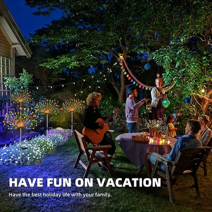 1/2/4PCS Solar Firework Light Waterproof Outdoor 8 Lighting Modes Lights 90-200LED Fairy String Light Christmas Path Lawn Decor