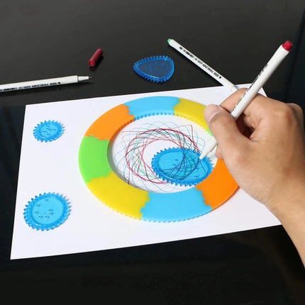 Funny Spirograph Drawing Toys Set Interlocking Gears & Plate Geometric Ruler Creative Educational Kids DIY art Crafts Ruler Toy