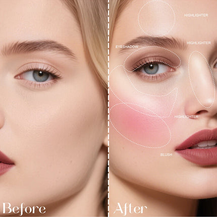 All-in-one Makeup Palette with Eye Shadow, Contouring, Blush, Highlighter, and Eyelid Brightening in One; Versatile Makeup